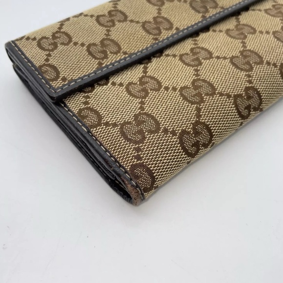 Authentic Gucci GG Canvas Double Hook Beige Long Wallet W/Box - Picture 7 of 16